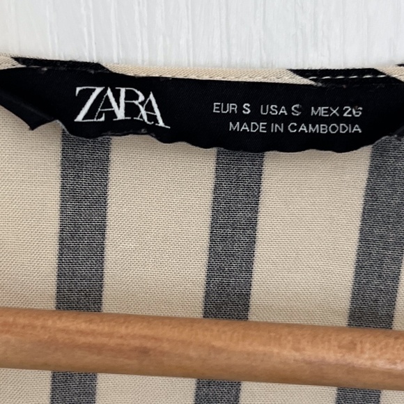Zara Asymmetrical Stripes and Polka Dots Wrap Front Tie Women's Blouse Sz Small - Picture 2 of 8